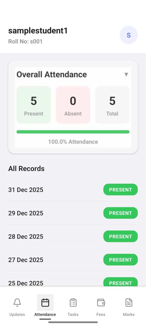 Parent Attendance Mobile App